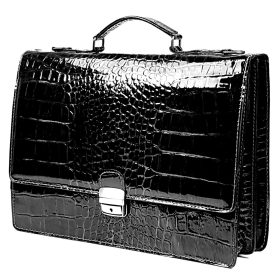    Rialto dvojkomorová talianska kožená aktovka pre ženy, krokodíl 37x28 cm
