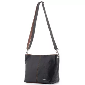    Dámska čierna kožená kabelka Rialto, taška cez rameno 20×23 cm