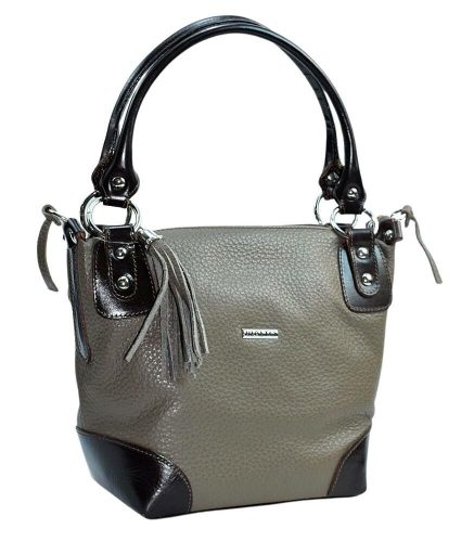  Rialto sivá talianska kožená dámska taška cez rameno 22 x 23,5 cm