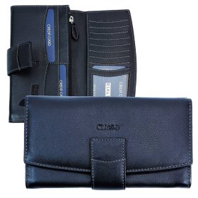  Veľká čierna talianska kožená peňaženka Rialto