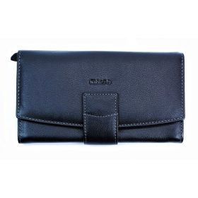  Veľká čierna talianska kožená peňaženka Rialto