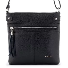    Dámska čierna kožená kabelka Rialto, taška cez rameno 20×23 cm