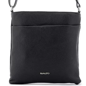    Dámska čierna kožená kabelka Rialto, taška cez rameno 20×23 cm
