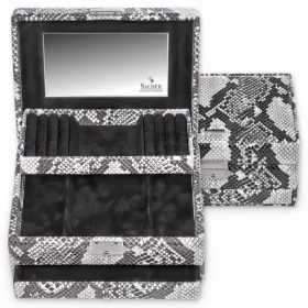   Sacher: Carola čiernobiely držiak na šperky z hadej kože, šperkovnica