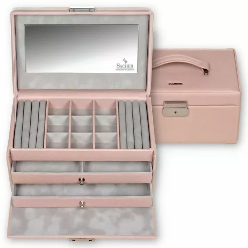  Sacher: Šperkovnica z pravej kože Elly pink, držiak na šperky
