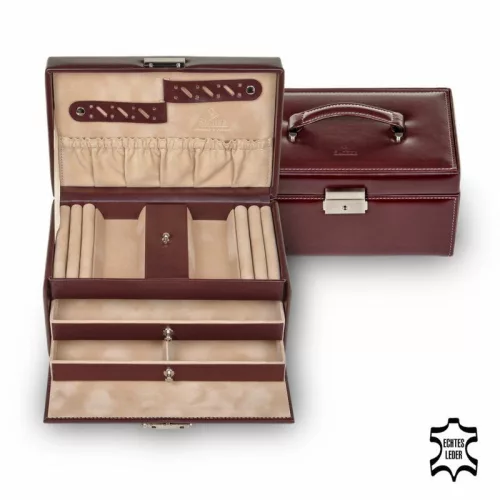  Sacher: Eva, držiak na šperky z bordovej kože, šperkovnica