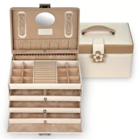  Sacher: Šperkovnica Jasmin krémovej farby s 3 zásuvkami