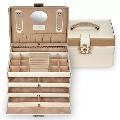  Sacher: Šperkovnica Jasmin krémovej farby s 3 zásuvkami