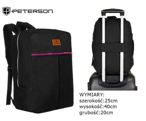  Batoh Peterson čierno-ružový, príručná batožina 40×25×20 cm