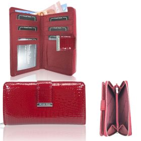    JENNIFER JONES DÁMSKA KOŽENÁ PEŇAŽENKA 5280-2 ČERVENÁ - STREDNÁ VEĽ.