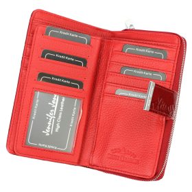    JENNIFER JONES DÁMSKA KOŽENÁ PEŇAŽENKA 5280-2 ČERVENÁ - STREDNÁ VEĽ.