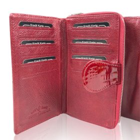    JENNIFER JONES DÁMSKA KOŽENÁ PEŇAŽENKA 5261-2 ČERVENÁ - STREDNÁ VEĽKOSŤ -