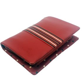    Sylvia Belmonte: Dámska kožená peňaženka pruhovaná škvrnitá červená 14,7 x 10,5 cm