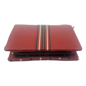    Sylvia Belmonte: Dámska kožená peňaženka pruhovaná škvrnitá červená 14,7 x 10,5 cm