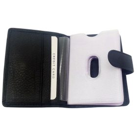 LA SCALA: čierny kožený držiak na karty 10,5 x 7,5 cm