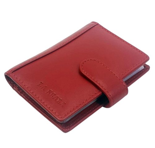  LA SCALA: červený kožený držiak na karty 10,5 x 7,5 cm