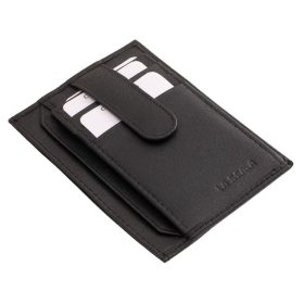 LA SCALA: čierny kožený držiak na karty 10,5 x 7,5 cm