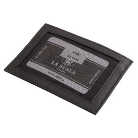 LA SCALA: čierny kožený držiak na karty 10,5 x 7,5 cm