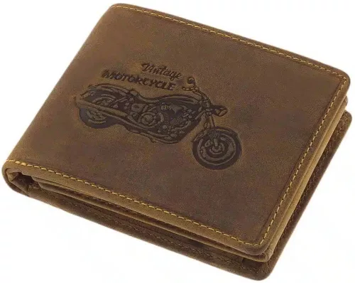  Hnedá motorkárska kožená peňaženka GreenDeed Chopper, chránená RFID