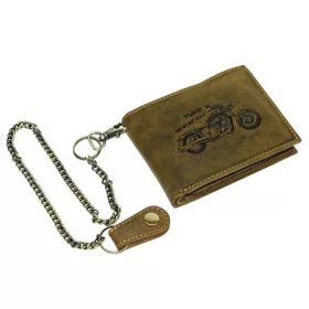    Hnedá kožená peňaženka GreenDeed, vzor motocykla Chopper, chránená RFID