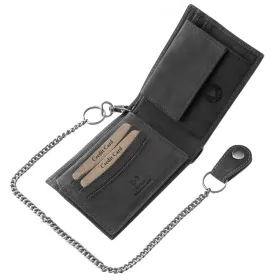    Čierna kožená peňaženka GreenDeed, vzor motocykla Chopper, chránená RFID