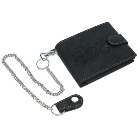   Čierna motorkárska kožená peňaženka GreenDeed Chopper s komplexným remienkom, chránená RFID