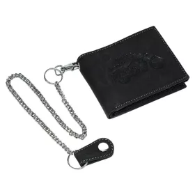    Čierna kožená peňaženka GreenDeed, vzor motocykla Chopper, chránená RFID