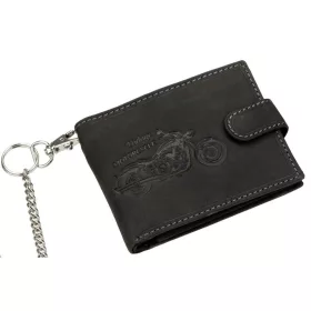    Čierna motorkárska kožená peňaženka GreenDeed Chopper, chránená RFID