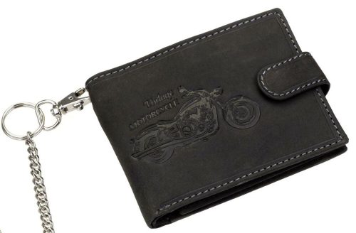  Čierna motorkárska kožená peňaženka GreenDeed Chopper, chránená RFID