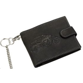    Čierna motorkárska kožená peňaženka GreenDeed Chopper, chránená RFID