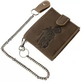    Hnedá kožená peňaženka GreenDeed, vzor motocykla Chopper, chránená RFID