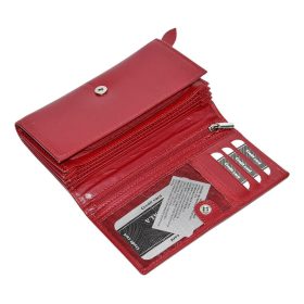  Červená veľká dámska kožená peňaženka La Scala