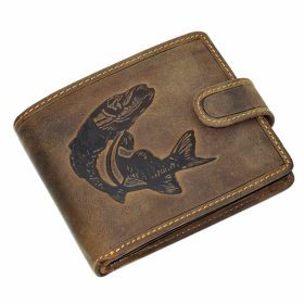    Rybárska kožená peňaženka GreenDeed so vzorom šťuky 12,3 x 9 cm