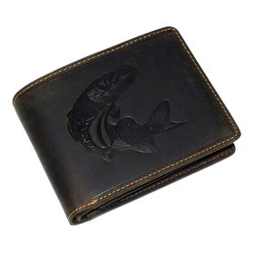    Rybárska kožená peňaženka GreenDeed so vzorom šťuky 12,3 x 9 cm