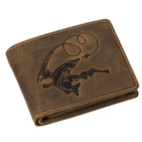   Rybárska kožená peňaženka GreenDeed so vzorom šťuky 12,3 x 9 cm