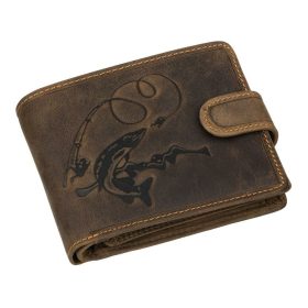    Rybárska kožená peňaženka GreenDeed so vzorom šťuky 12,3 x 9 cm