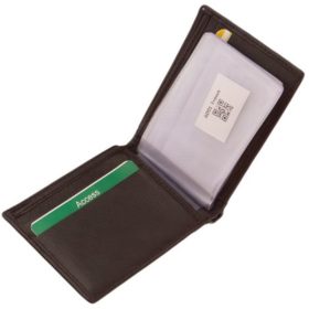 LA SCALA: čierny kožený držiak na karty 10,5 x 7,5 cm