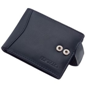 LA SCALA: čierny kožený držiak na karty 10,5 x 7,5 cm