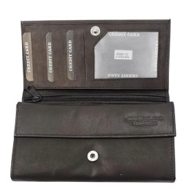    Dámska hnedá kožená peňaženka s držiakmi na karty a spisy