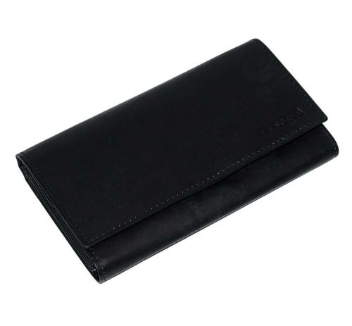  Dámska čierna kožená peňaženka s držiakmi na karty a spisy