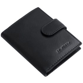 LA SCALA: čierny kožený držiak na karty 10,5 x 7,5 cm