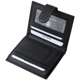 LA SCALA: čierny kožený držiak na karty 10,5 x 7,5 cm