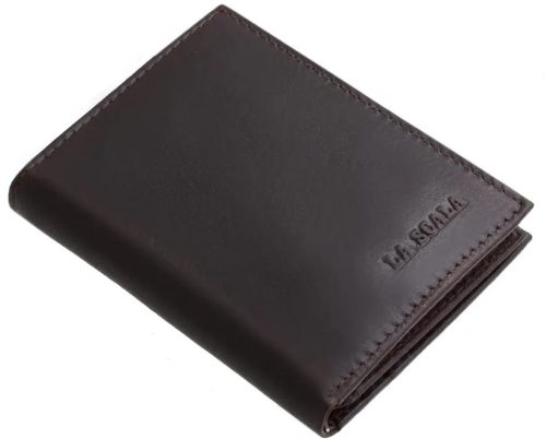 LA SCALA: čierny kožený držiak na karty 10,5 x 7,5 cm