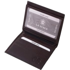 LA SCALA: čierny kožený držiak na karty 10,5 x 7,5 cm