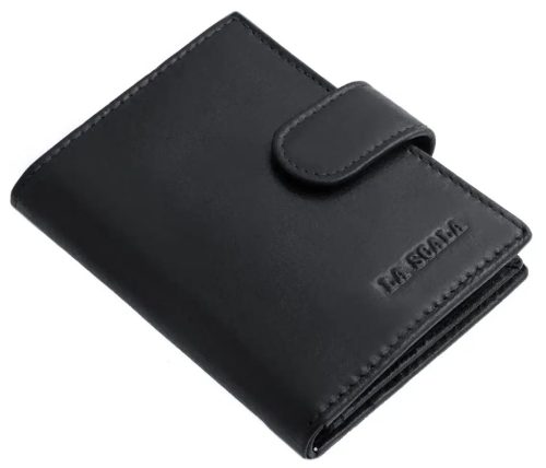 LA SCALA: čierny kožený držiak na karty 10,5 x 7,5 cm