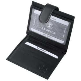 LA SCALA: čierny kožený držiak na karty 10,5 x 7,5 cm