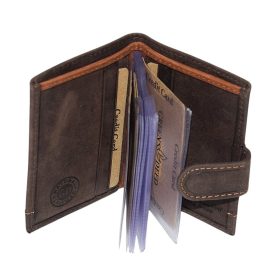   GreenDeed klipsový, hnedý kožený držiak na karty 11 × 8 cm