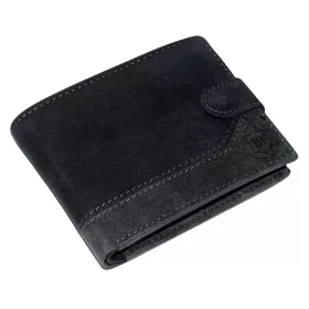    Lorenzo Menotti klipsová čierna pánska kožená peňaženka 10,5 × 8 cm