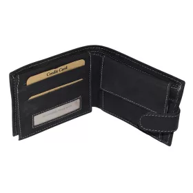    GreenDeed klipsová, pánska, čierna kožená peňaženka, RFID 12 × 9,3 cm