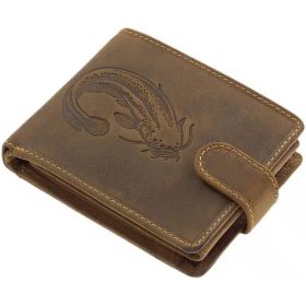    Rybárska kožená peňaženka GreenDeed so vzorom šťuky 12 x 9,5 cm